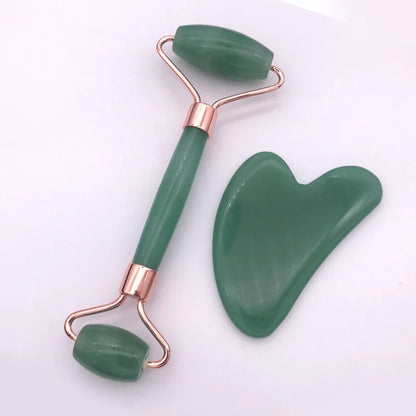 Natural Jade Gua Sha Stone Board Double Roller Jade Facial Massage  for Face Neck Back Body Face Massager Scrapers Tools