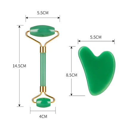 Natural Jade Gua Sha Stone Board Double Roller Jade Facial Massage  for Face Neck Back Body Face Massager Scrapers Tools